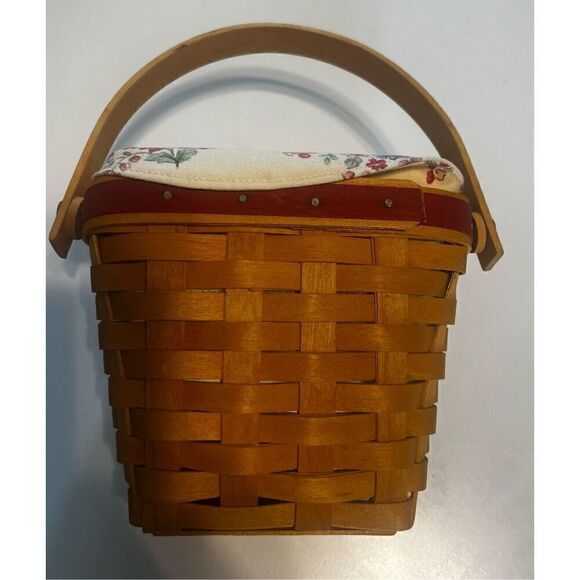 Longaberger Basket 2001 Sweetheart Red Love Notes Fabric Plastic Lined Charm - Picture 8 of 11